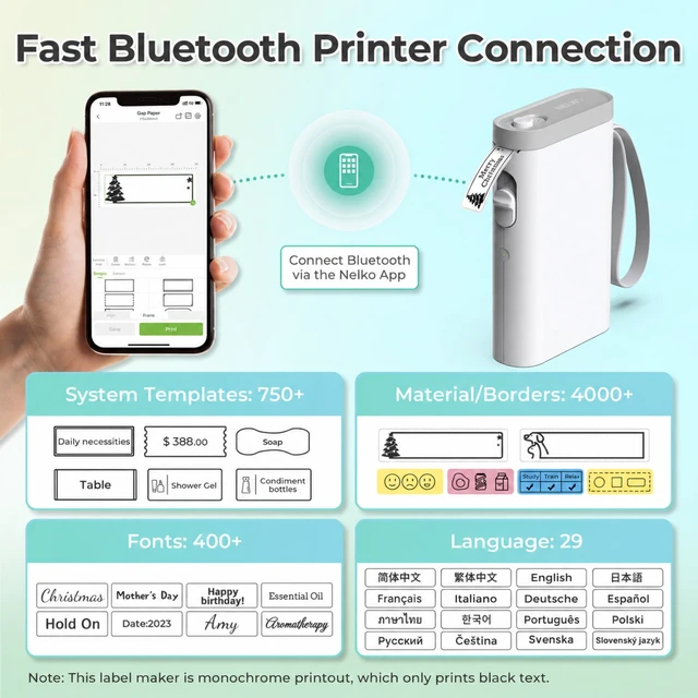 Alt view image 2 of 7 - P21 Label Maker Machine with Tape, Bluetooth Label Printer, White | Creative App & Multiple Templates, Inkless Printing, Built-in Cutter, Ideal for School, Teacher Supplies, Office, and Home