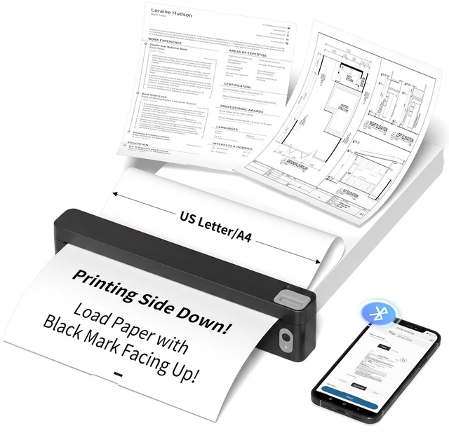 Main image of Portable US Letter Thermal Printer with Bluetooth, Inkless Printing | AI-powered app, Private local printing, Custom designs, Early learning materials, Ultra-compact rechargeable design
