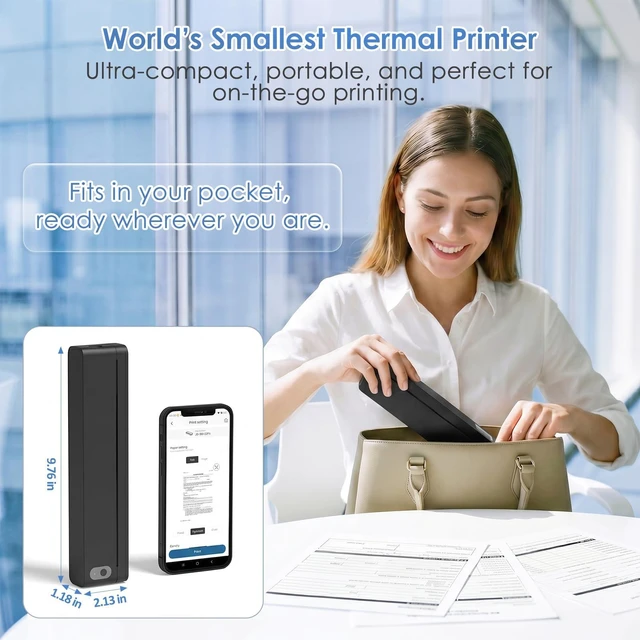 Alt view image 3 of 7 - Portable US Letter Thermal Printer with Bluetooth, Inkless Printing | AI-powered app, Private local printing, Custom designs, Early learning materials, Ultra-compact rechargeable design