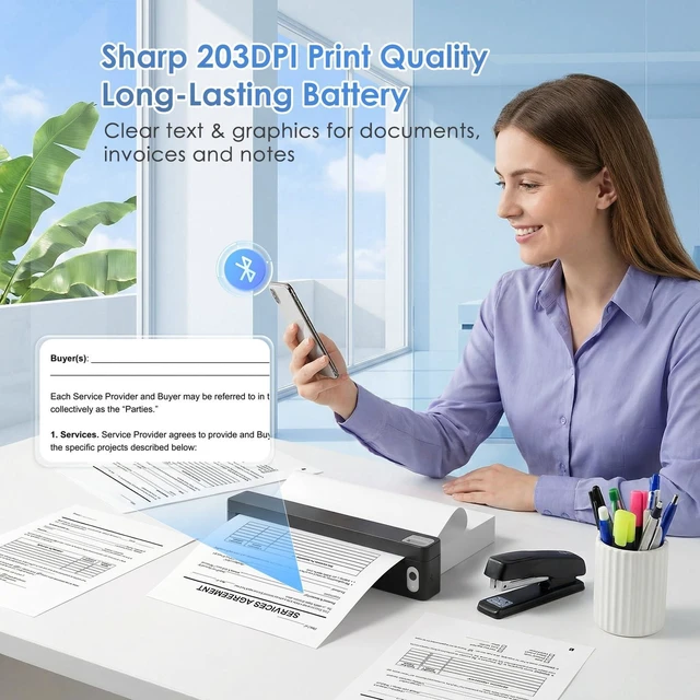 Alt view image 5 of 7 - Portable US Letter Thermal Printer with Bluetooth, Inkless Printing | AI-powered app, Private local printing, Custom designs, Early learning materials, Ultra-compact rechargeable design