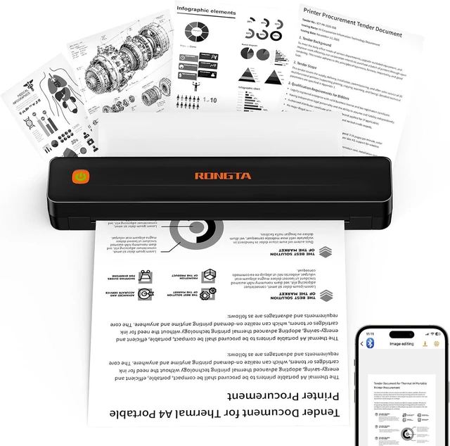 Main image of Thermal Portable Printers Wireless for Travel, Bluetooth Mobile Printer, Inkless Printer for School/Office/Home Use, Compatible with Android,iOS & Laptop(Black)