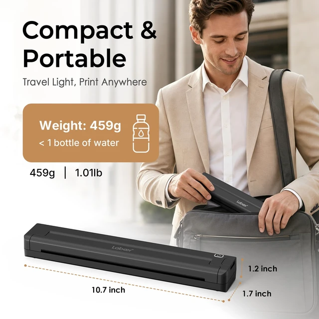 Alt view image 5 of 7 - Portable Thermal Printer, Wireless Bluetooth Inkless Printer | Supports US Letter, A4, A5 Thermal Paper, Mobile Printing for iPhone Android Laptop PC, Compact Printer for Travel Home