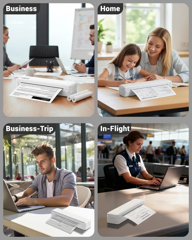 Alt view image 7 of 7 - Portable Thermal Printer, Wireless Bluetooth Inkless Printer White | Supports Letter A4 A5 Paper, Mobile Printing for iPhone Android Laptop PC, Compact Printer for Travel Home Office Students