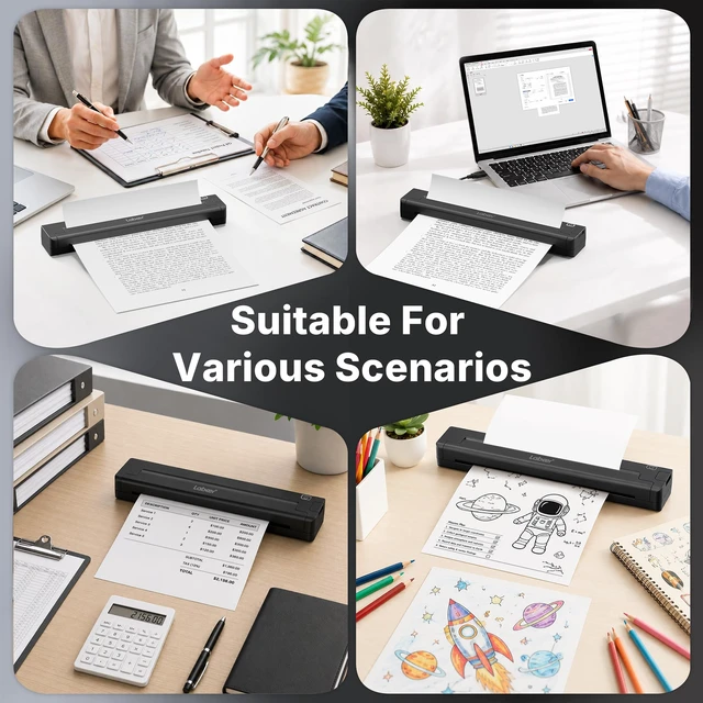 Alt view image 7 of 7 - Portable Thermal Printer, Wireless Bluetooth Inkless Printer | Supports US Letter, A4, A5 Thermal Paper, Mobile Printing for iPhone Android Laptop PC, Compact Printer for Travel Home