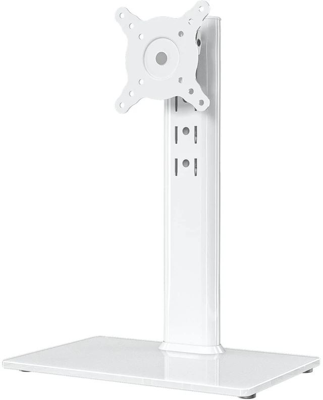 Main image of Single LCD Computer Monitor Free-Standing Desk Stand Riser for 13 inch to 32 inch Screen with Swivel, Height Adjustable, Rotation, Holds One (1) Screen up to 77Lbs(HT05W-001) White