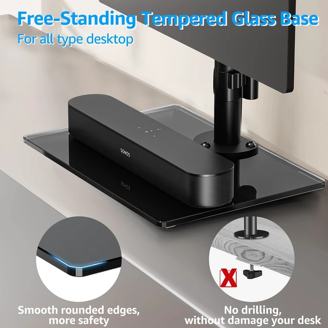 Alt view image 6 of 7 - Monitor Stand for Desk, Freestanding Monitor Mount Fits 13-32 inch Screen up to 19.8 lbs, Screen Stand with Swivel, Height, Rotation Adjustment, VESA Mount 100 x 100mm, 75 x 75mm