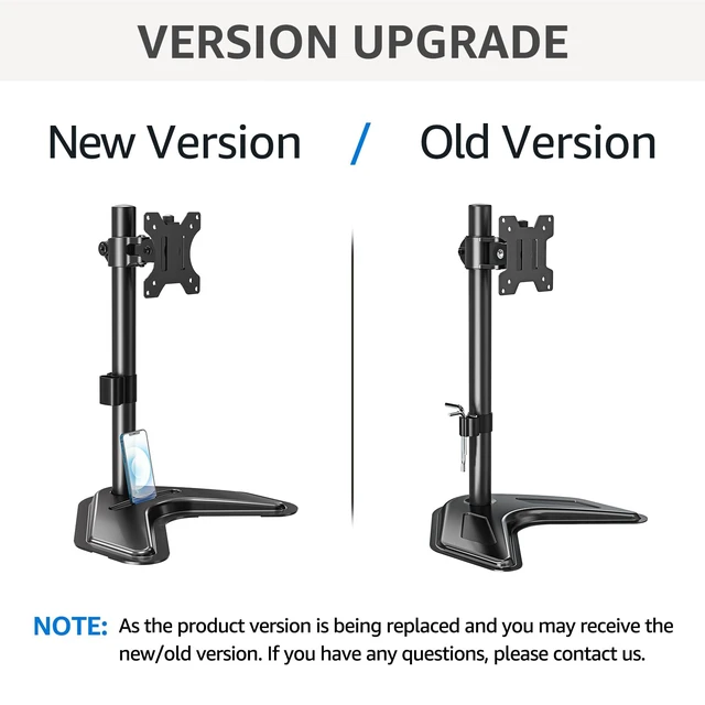 Alt view image 5 of 7 - Single Monitor Stands, Freestanding VESA Monitor Desk Mount fits 13'' to 32'' Computer Screen with Height Adjustable, Swivel, Tilt, Rotation, 17.6 lbs Load, For Home Office, VESA 75x75/100x100