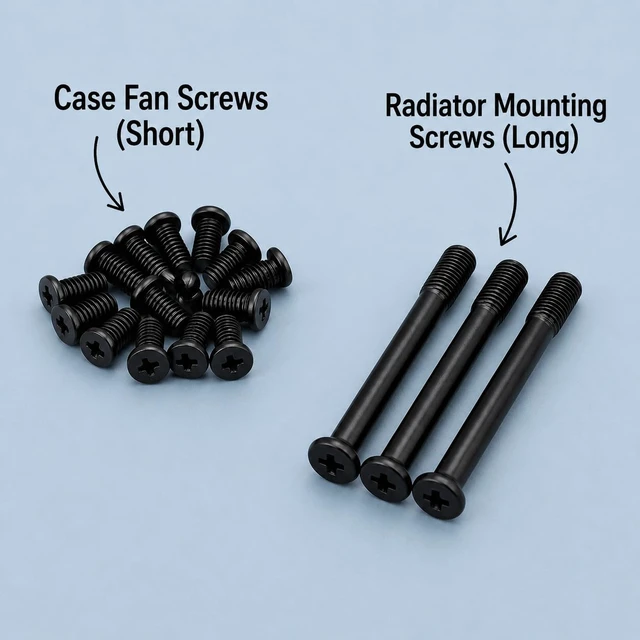 Alt view image 3 of 5 - 80pcs Case Fan Screws, AIO Fan Screw, 30mm UNC 6-32 Long + 10mm Short PC Case Fan Screws, Radiator Fan Screws for 60mm 80mm 90mm 92mm 120mm 140mm 240mm 360mm