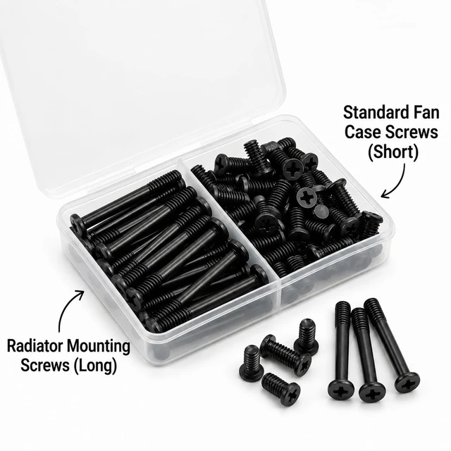 Alt view image 4 of 5 - 80pcs Case Fan Screws, AIO Fan Screw, 30mm UNC 6-32 Long + 10mm Short PC Case Fan Screws, Radiator Fan Screws for 60mm 80mm 90mm 92mm 120mm 140mm 240mm 360mm