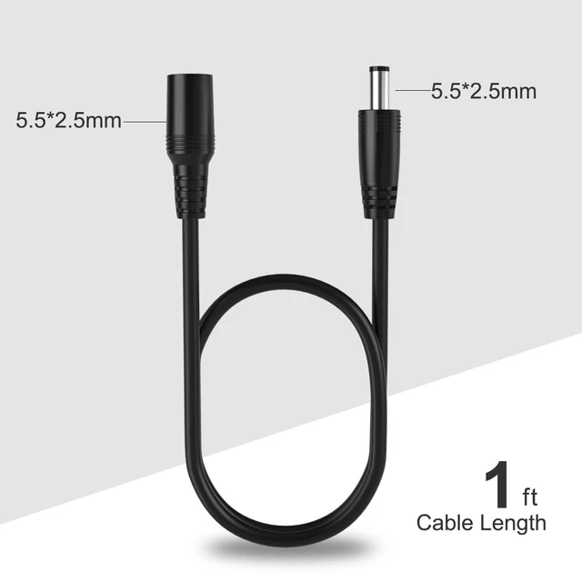 Alt view image 2 of 4 - 2.5mm x 5.5mm Short DC Power Extension Cable,12v Extension Cord Security Camera Cable Male to Female Extender Wire for CCTV/IP Indoor Camera DVR, Standalone LED Strip - DC Supply Adapter,1FT