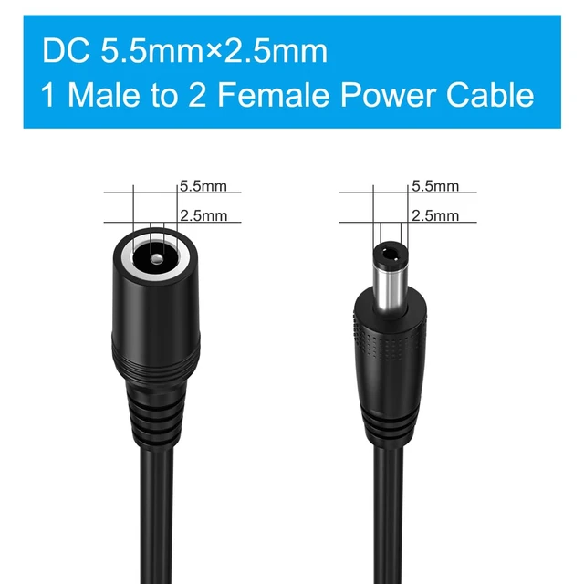 Alt view image 4 of 4 - 2.5mm x 5.5mm Short DC Power Extension Cable,12v Extension Cord Security Camera Cable Male to Female Extender Wire for CCTV/IP Indoor Camera DVR, Standalone LED Strip - DC Supply Adapter,1FT