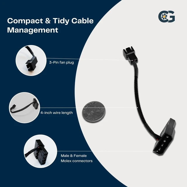Alt view image 3 of 4 - Coolerguys Mini 3-4 pin Fan Adapter (Single)