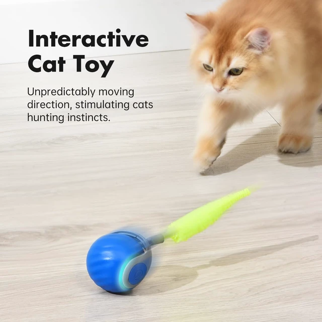 Alt view image 2 of 7 - Speedy Sprint Cat Toy Ball, 2026 Upgraded Interactive Cat Toys for Indoor Cats Exercise, 2 Speeds Rechargeable Smart Moving Ball for All Breeds with 2 Detachable Tails, Blue