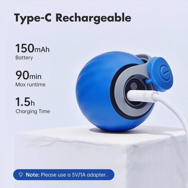 Alt view image 6 of 7 - Speedy Sprint Cat Toy Ball, 2026 Upgraded Interactive Cat Toys for Indoor Cats Exercise, 2 Speeds Rechargeable Smart Moving Ball for All Breeds with 2 Detachable Tails, Blue