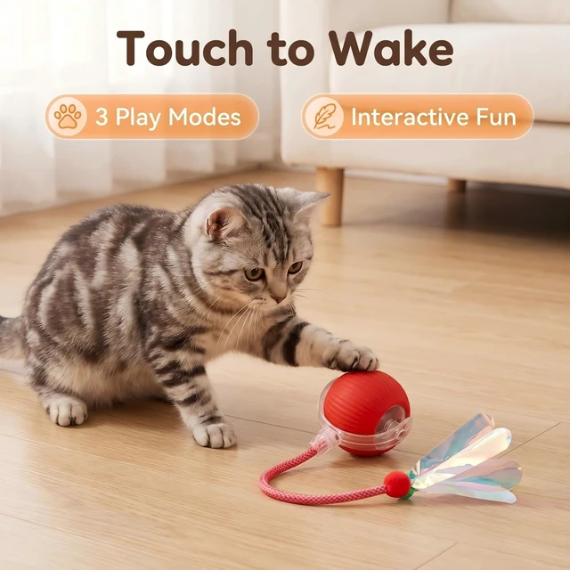 Alt view image 2 of 7 - Automatic Cat Toy Ball for Indoor Cats, Interactive Self Moving Electronic Cat Toys, USB Rechargeable, Silent Auto Rolling Kitten Toy for Boredom Relief & Exercise