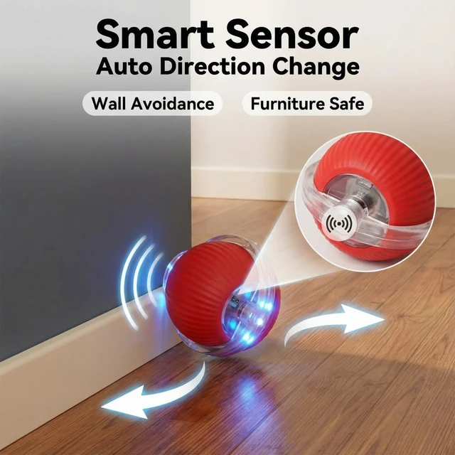 Alt view image 5 of 7 - Automatic Cat Toy Ball for Indoor Cats, Interactive Self Moving Electronic Cat Toys, USB Rechargeable, Silent Auto Rolling Kitten Toy for Boredom Relief & Exercise