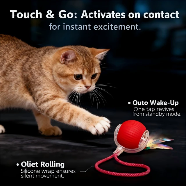 Alt view image 6 of 7 - Automatic Cat Toy Ball for Indoor Cats, Interactive Self Moving Electronic Cat Toys, USB Rechargeable, Silent Auto Rolling Kitten Toy for Boredom Relief & Exercise