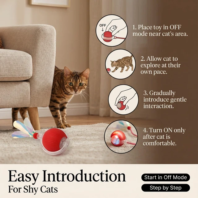 Alt view image 7 of 7 - Automatic Cat Toy Ball for Indoor Cats, Interactive Self Moving Electronic Cat Toys, USB Rechargeable, Silent Auto Rolling Kitten Toy for Boredom Relief & Exercise