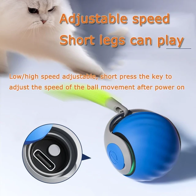 Alt view image 2 of 5 - 2Packs Speedy 2.0 Tail Cat Toys for Bored Indoor Adult Cats,2025 New Generation Interactive Cat Toys for Indoor Cats,Automatic Moving Ball with Tail,Blue and Orange