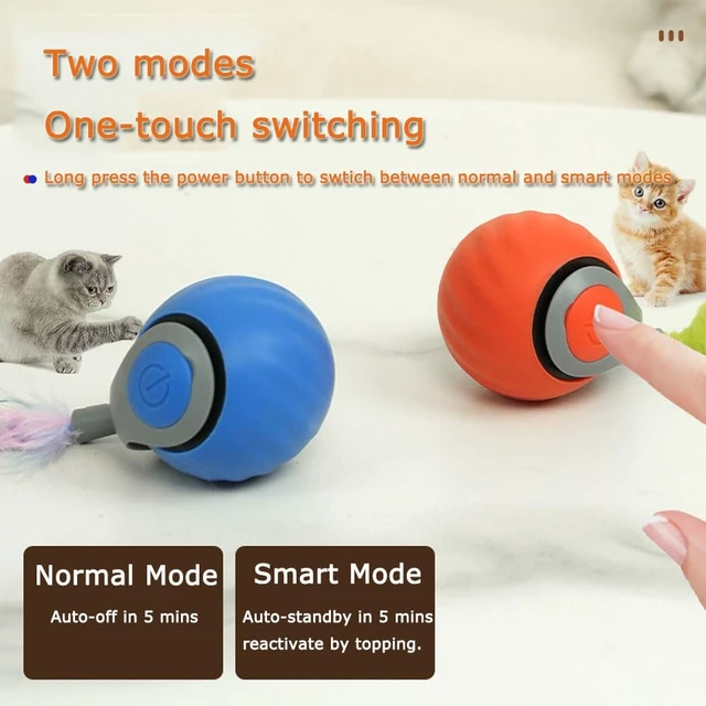 Alt view image 3 of 5 - 2Packs Speedy 2.0 Tail Cat Toys for Bored Indoor Adult Cats,2025 New Generation Interactive Cat Toys for Indoor Cats,Automatic Moving Ball with Tail,Blue and Orange