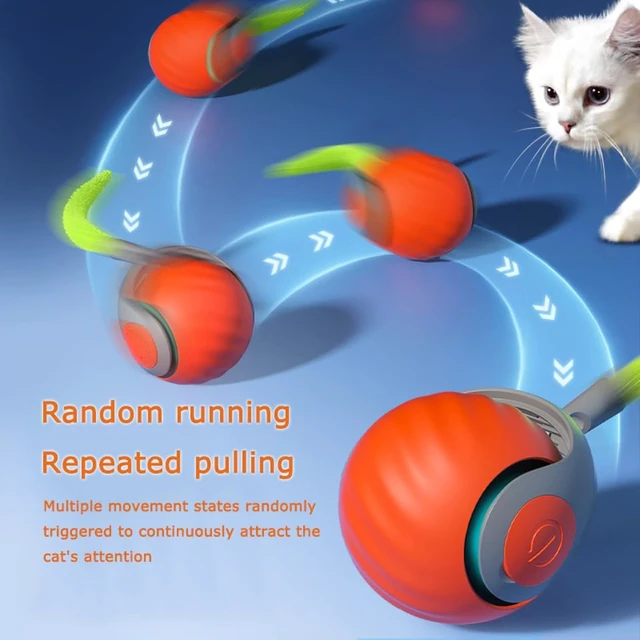 Alt view image 4 of 5 - 2Packs Speedy 2.0 Tail Cat Toys for Bored Indoor Adult Cats,2025 New Generation Interactive Cat Toys for Indoor Cats,Automatic Moving Ball with Tail,Blue and Orange