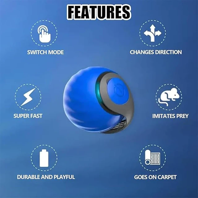 Alt view image 5 of 5 - 2Packs Speedy 2.0 Tail Cat Toys for Bored Indoor Adult Cats,2025 New Generation Interactive Cat Toys for Indoor Cats,Automatic Moving Ball with Tail,Blue and Orange