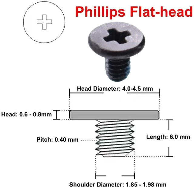 Alt view image 2 of 5 - 10X M2x6mm Phillips Flat-Head Screws w/Nickel Replacement for Dell HP Acer Lenovo ASUS Laptop, Bottom Case, 2.5" SATA Caddy Sled