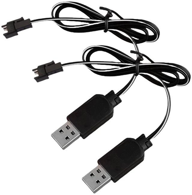 Main image of 3.7V Battery Charger with SM-2P Plug USB Li-ion Battery Charger for RC Car Amphibious Stunt Car Trucks Boats for Bazooka Rocket Blower Bubble Gun Battery (2PCS Cable)