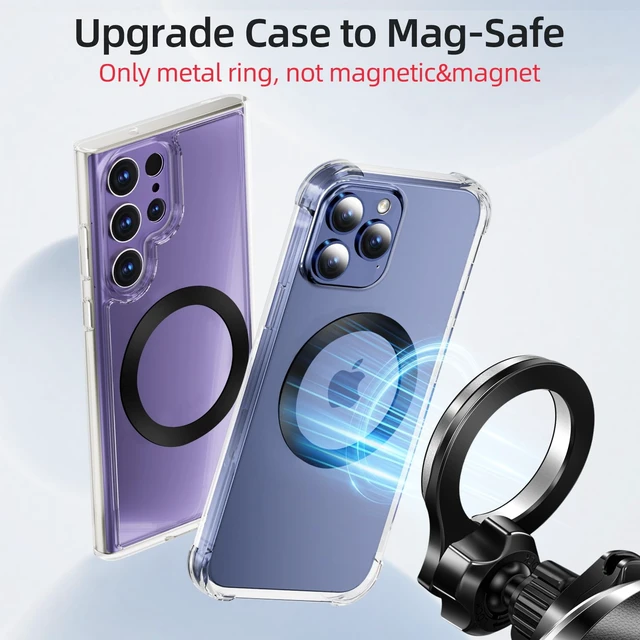 Alt view image 2 of 7 - for Magsafe Ring Sticker 2 Pack Ultra-Thin(0.3mm): NO Magnet | Universal Adhesive Metal Rings, Mag Safe Adapter for iPhone Samsung Case, for Pop Magnetic Socket Wallet Phone Grip Car Mount