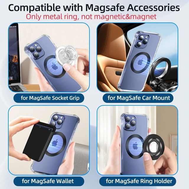Alt view image 3 of 7 - for Magsafe Ring Sticker 2 Pack Ultra-Thin(0.3mm): NO Magnet | Universal Adhesive Metal Rings, Mag Safe Adapter for iPhone Samsung Case, for Pop Magnetic Socket Wallet Phone Grip Car Mount