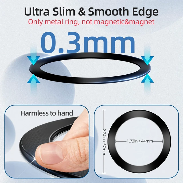 Alt view image 7 of 7 - for Magsafe Ring Sticker 2 Pack Ultra-Thin(0.3mm): NO Magnet | Universal Adhesive Metal Rings, Mag Safe Adapter for iPhone Samsung Case, for Pop Magnetic Socket Wallet Phone Grip Car Mount