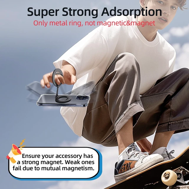 Alt view image 6 of 7 - for Magsafe Ring Sticker 2 Pack Ultra-Thin(0.3mm): NO Magnet | Universal Adhesive Metal Rings, Mag Safe Adapter for iPhone Samsung Case, for Pop Magnetic Socket Wallet Phone Grip Car Mount