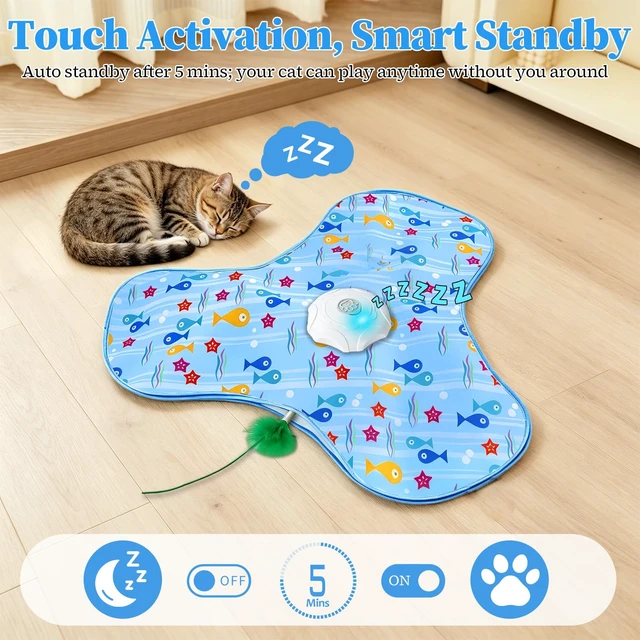Alt view image 4 of 7 - Interactive Cat Toys for Indoor Cats, Automatic Hide and Seek Motion-Activated Cat Toy with Moving Feather & Animal Chirps, USB Rechargeable Electric Cat Enrichment Toy for Bored Adult Cats & Kittens