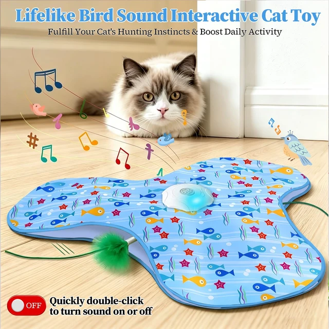Alt view image 5 of 7 - Interactive Cat Toys for Indoor Cats, Automatic Hide and Seek Motion-Activated Cat Toy with Moving Feather & Animal Chirps, USB Rechargeable Electric Cat Enrichment Toy for Bored Adult Cats & Kittens