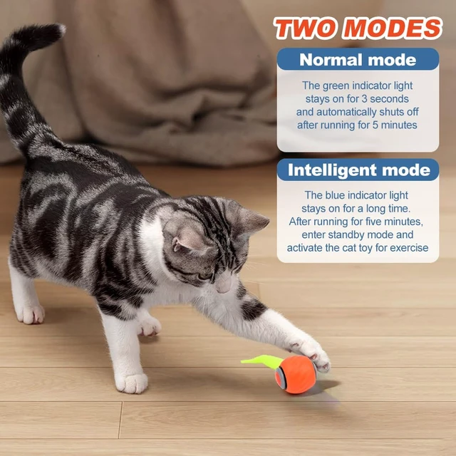 Alt view image 4 of 7 - 2 Packs Interactive Cat Toys, Automatic Moving Cat Ball with extra 4 Tails | Two Speed Modes Electric Rolling Ball, USB-C Rechargeable, Smart Self-Rotating Pet Chase Toy for Bored Kittens/Adult Cats