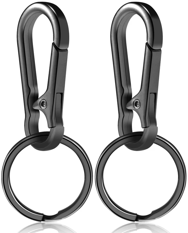 Main image of 2pcs Metal Keychain Rings, Sturdy Key Chain Ring Carabiner Clip, Key Holder Organizer for Purse Charms Hook, Paracord Keychain Lanyard, Men and Women Home Car Keyrings (Black)