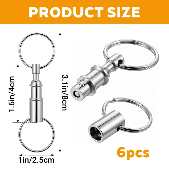 Alt view image 2 of 7 - 6Pcs Quick Release Keychain Set, Detachable Pull Apart Keychain(Silver) | 6Pcs quick release keychains,iron alloy,electroplated,fade/oxidize-proof.360° swivel,8cm,1in rings.Separate keys easily