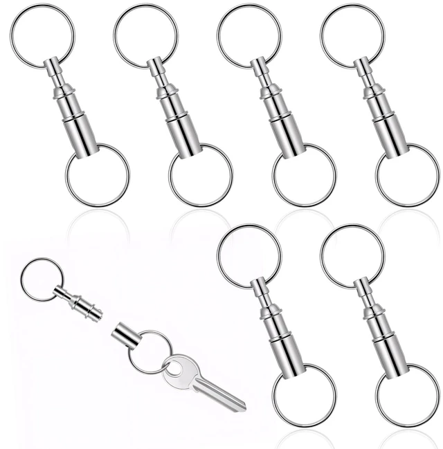 Main image of 6Pcs Quick Release Keychain Set, Detachable Pull Apart Keychain(Silver) | 6Pcs quick release keychains,iron alloy,electroplated,fade/oxidize-proof.360° swivel,8cm,1in rings.Separate keys easily