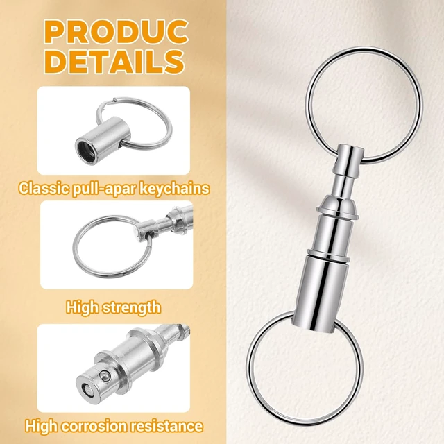 Alt view image 3 of 7 - 6Pcs Quick Release Keychain Set, Detachable Pull Apart Keychain(Silver) | 6Pcs quick release keychains,iron alloy,electroplated,fade/oxidize-proof.360° swivel,8cm,1in rings.Separate keys easily