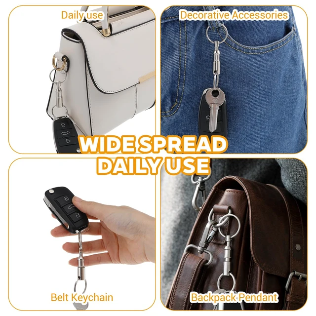 Alt view image 7 of 7 - 6Pcs Quick Release Keychain Set, Detachable Pull Apart Keychain(Silver) | 6Pcs quick release keychains,iron alloy,electroplated,fade/oxidize-proof.360° swivel,8cm,1in rings.Separate keys easily