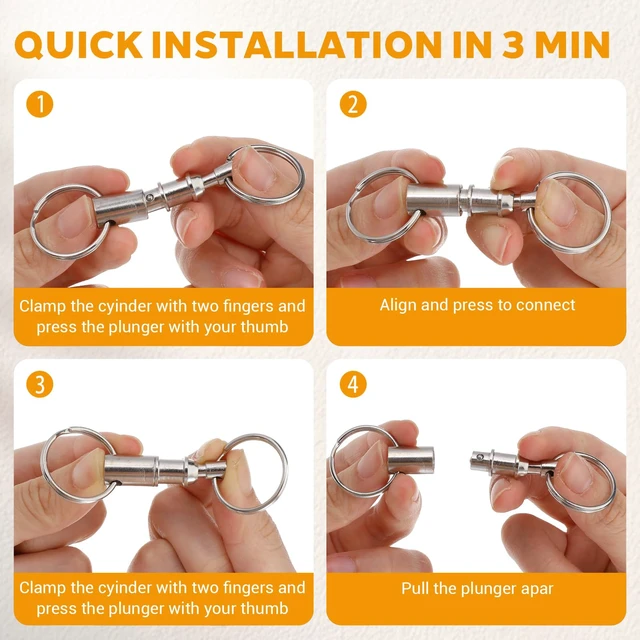 Alt view image 4 of 7 - 6Pcs Quick Release Keychain Set, Detachable Pull Apart Keychain(Silver) | 6Pcs quick release keychains,iron alloy,electroplated,fade/oxidize-proof.360° swivel,8cm,1in rings.Separate keys easily