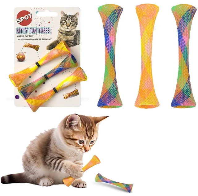 Main image of Kitty Fun Tubes Cat Toy with Catnip Inside | Bouncy Interactive Mesh Toy for Cats and Kittens to Bite, Swat and Chase | 3 Pieces