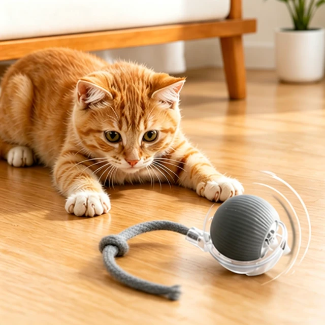 Alt view image 2 of 7 - Cat Ball Toy,New Interactive Rolling Cats Dog Toy Balls 360° Smart Automatic Rolling Pet Ball, Fast Moving Toy for Dog,Interactive Toys for Cats (Grey)