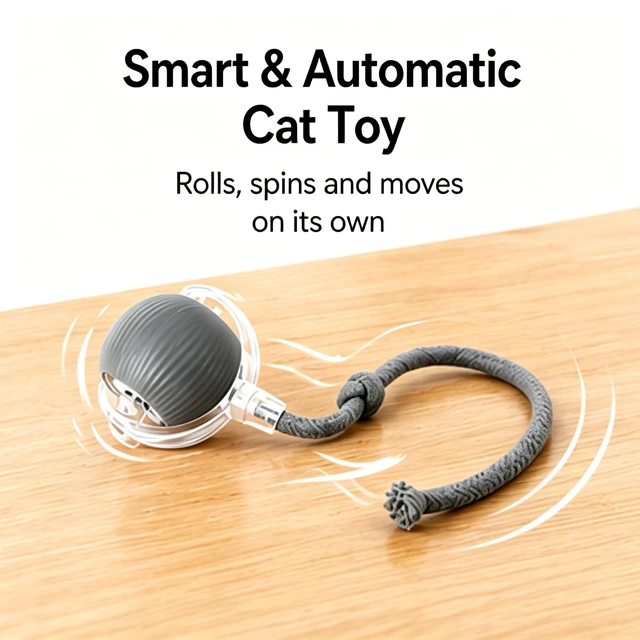Alt view image 3 of 7 - Cat Ball Toy,New Interactive Rolling Cats Dog Toy Balls 360° Smart Automatic Rolling Pet Ball, Fast Moving Toy for Dog,Interactive Toys for Cats (Grey)