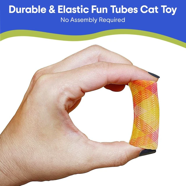 Alt view image 3 of 7 - Kitty Fun Tubes Cat Toy with Catnip Inside | Bouncy Interactive Mesh Toy for Cats and Kittens to Bite, Swat and Chase | 3 Pieces
