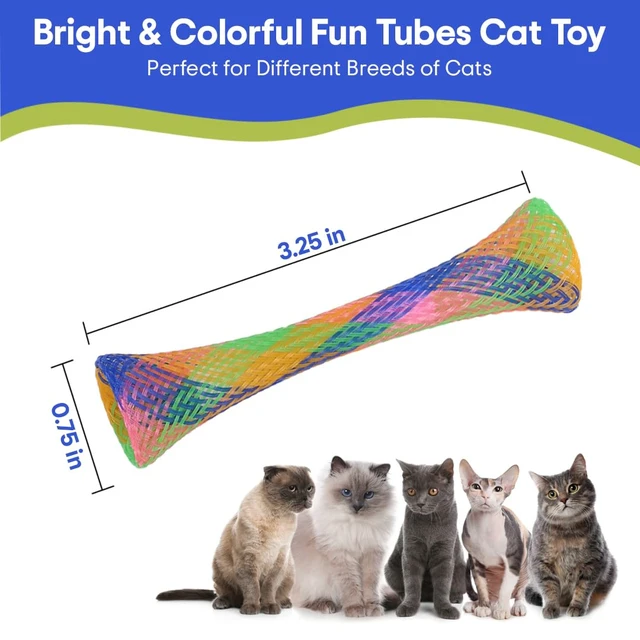 Alt view image 5 of 7 - Kitty Fun Tubes Cat Toy with Catnip Inside | Bouncy Interactive Mesh Toy for Cats and Kittens to Bite, Swat and Chase | 3 Pieces
