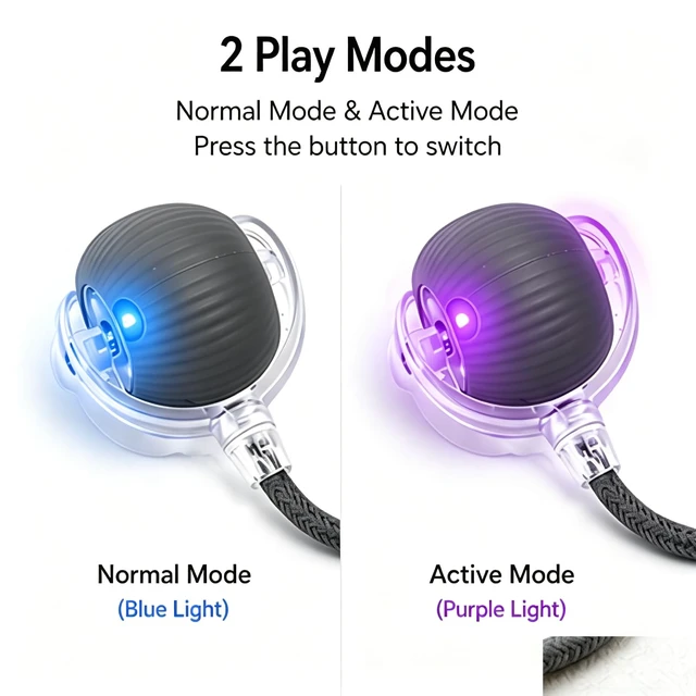 Alt view image 7 of 7 - Cat Ball Toy,New Interactive Rolling Cats Dog Toy Balls 360° Smart Automatic Rolling Pet Ball, Fast Moving Toy for Dog,Interactive Toys for Cats (Grey)