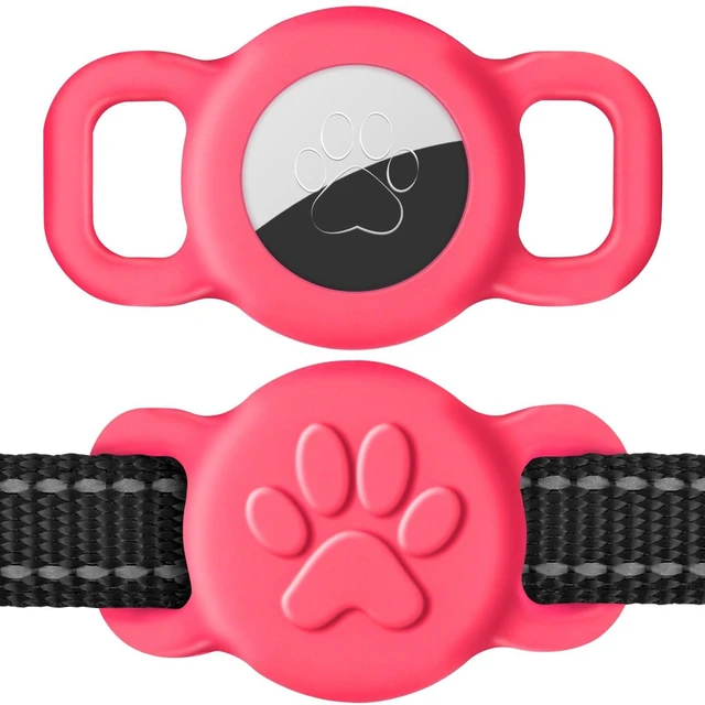 Main image of Cat Collar Holder for Cats and Small Puppy Dogs, Hot-Pink, 1 Pack | Compatible with Apple AirTag, Fit 3/8 and 5/8 Inch Wide Collar, Easy to Clean, Slide On and Off, Soft Elastic Silicone