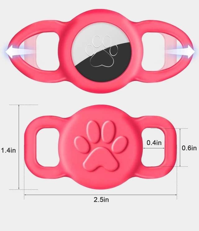 Alt view image 4 of 7 - Cat Collar Holder for Cats and Small Puppy Dogs, Hot-Pink, 1 Pack | Compatible with Apple AirTag, Fit 3/8 and 5/8 Inch Wide Collar, Easy to Clean, Slide On and Off, Soft Elastic Silicone