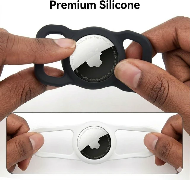 Alt view image 3 of 7 - for AirTag Dog Collar Holder Soft Air Tag Holder (Black&White) | Lightweight, Tool-Free, Fits Dog & Cat Collars, Waterproof